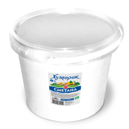 Сметана ХУТОРОК відро пластикове, 21%, 5000г